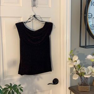 Red Shimmery Xscape Drapey Shirt